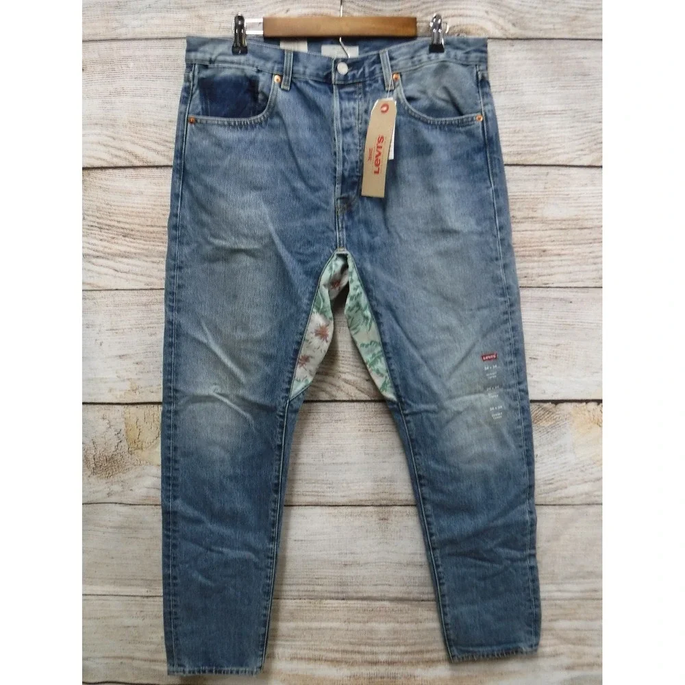 Levi's Jeans Mens Size 33X32 Gusset Taper Fit Button Fly Floral Inseam Blue New